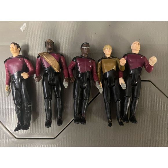 Lot of 5 STAR TREK THE NEXT GENERATION 1992 Action Figures Commanders Riker Data - Picture 1 of 10
